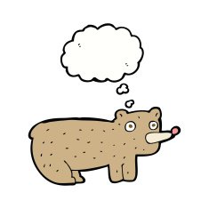funny cartoon bear with thought bubble N28