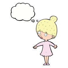 cartoon surprised woman with thought bubble N209