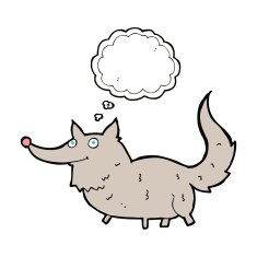 cartoon little wolf with thought bubble N14