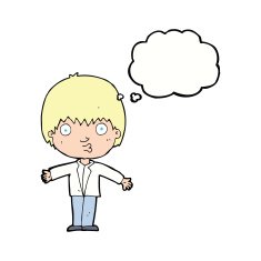cartoon amazed boy with thought bubble N18