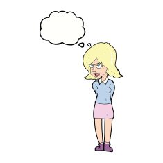 Cartoon Annoyed Woman With Thought Bubble N154