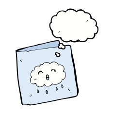 cartoon card with cloud pattern thought bubble