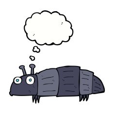 cartoon bug with thought bubble N31