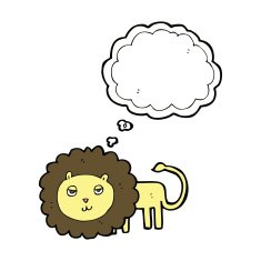 cartoon lion with thought bubble N14