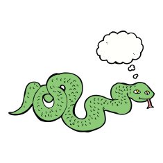 cartoon snake with thought bubble N52