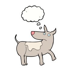 funny cartoon dog with thought bubble N18
