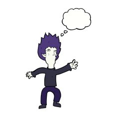 cartoon vampire with thought bubble N103