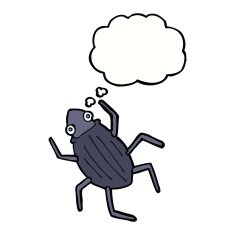 cartoon bug with thought bubble N32