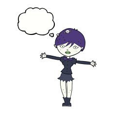cartoon vampire girl with thought bubble N188