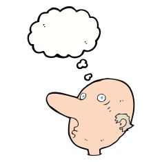 cartoon balding man with thought bubble N18