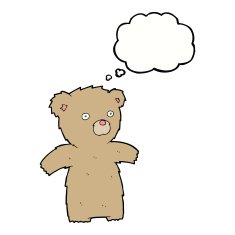 cartoon teddy bear with thought bubble N42