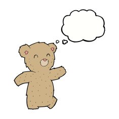 cartoon teddy bear with thought bubble N43
