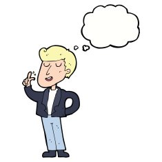 cartoon cool guy snapping fingers with thought bubble N9