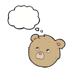 cartoon teddy bear face with thought bubble N9