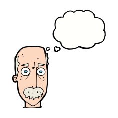 cartoon man with mustache thought bubble N71