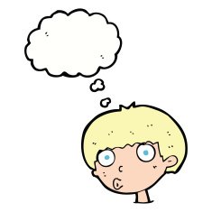 cartoon surprised boy with thought bubble N24
