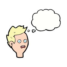cartoon shocked man with thought bubble N94