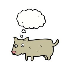 cartoon little dog with thought bubble N17