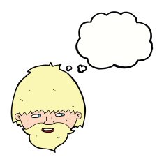 cartoon bearded man with thought bubble N39
