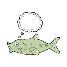 cartoon fish with thought bubble N75