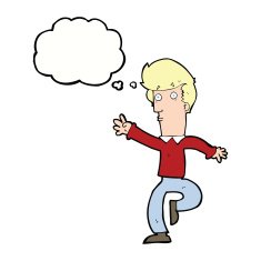 cartoon rushing man with thought bubble N9
