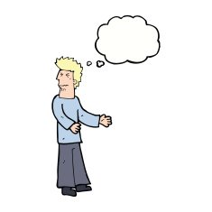 cartoon disgusted man with thought bubble N9