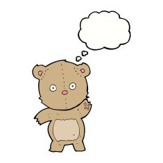 cartoon teddy bear with thought bubble N46