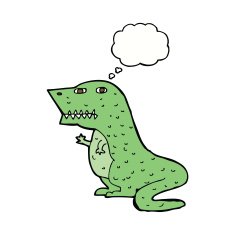 cartoon dinosaur with thought bubble N34