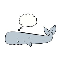 cartoon whale with thought bubble N31