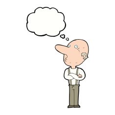 cartoon old man with folded arms thought bubble N8
