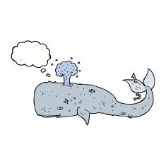 cartoon whale with thought bubble N32