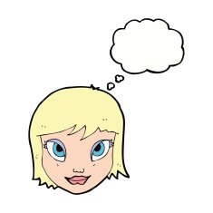 cartoon female face with thought bubble N123