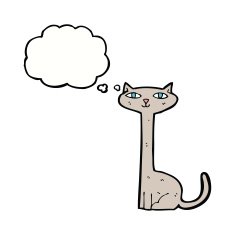 cartoon cat with thought bubble N29