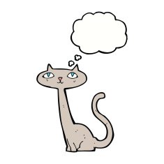 cartoon cat with thought bubble N30
