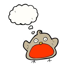 cartoon christmas robin with thought bubble N5