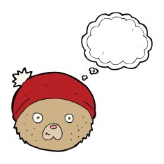 cartoon teddy bear face with thought bubble N11