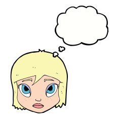 cartoon female face with thought bubble N124