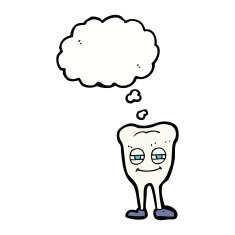 cartoon smiling tooth with thought bubble N9