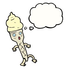 cartoon ice cream with thought bubble N8