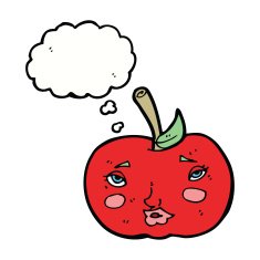 cartoon apple with face thought bubble N17