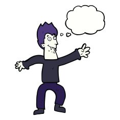 cartoon vampire with thought bubble N109