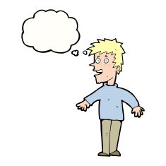 cartoon happy boy with thought bubble N194