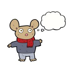cartoon mouse in clothes with thought bubble N9