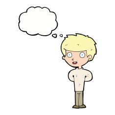 cartoon happy boy with thought bubble N195