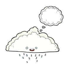 cartoon rain cloud with thought bubble N14