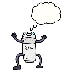 cartoon robot with thought bubble N146