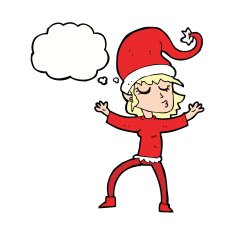 santa's helper cartoon with thought bubble N9