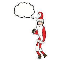 cartoon santa claus with thought bubble N164