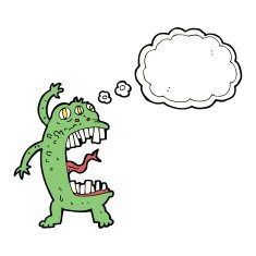 cartoon crazy monster with thought bubble N9