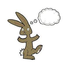 cartoon rabbit with thought bubble N78